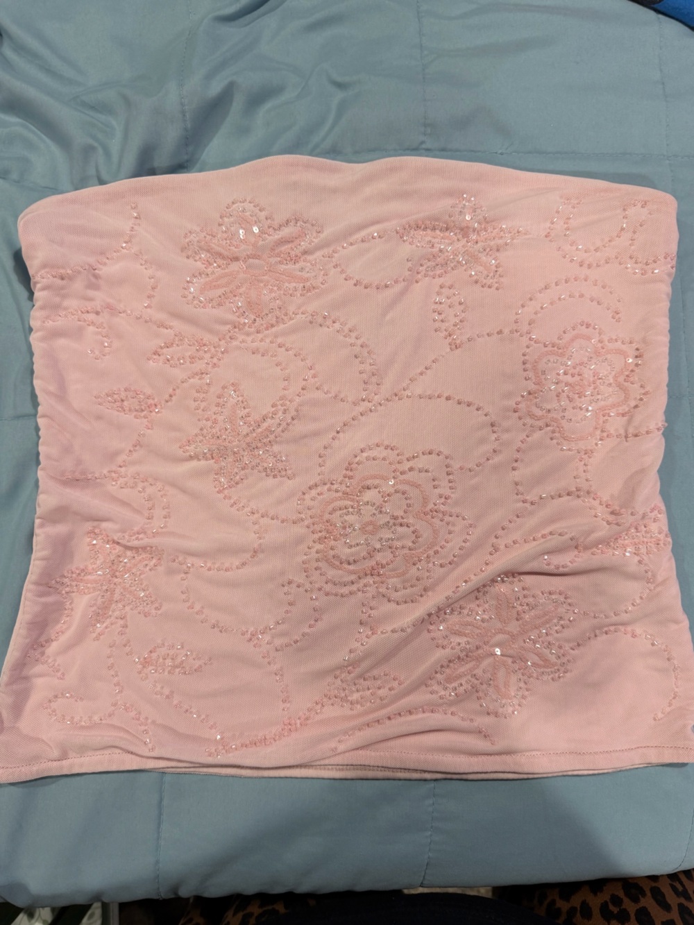 Madden Girl Pink Sequin Floral tube top